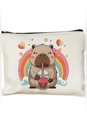 Capybara Bubble Tea Makeup Bag NWOT